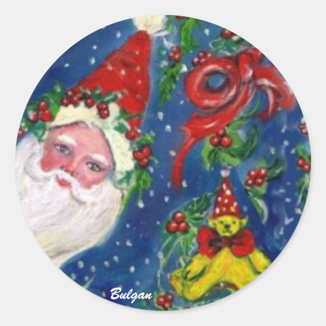 CHRISTMAS NIGHT / SANTA CLASSIC ROUND STICKER (Front)