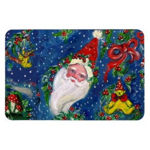 CHRISTMAS NIGHT / SANTA CLAUS AND TOYS, RED BOW MAGNET