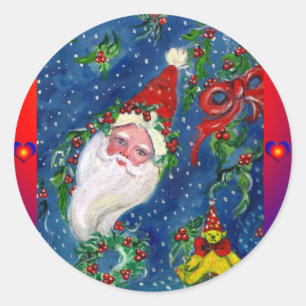 CHRISTMAS NIGHT / SANTA CLAUS CLASSIC ROUND STICKER