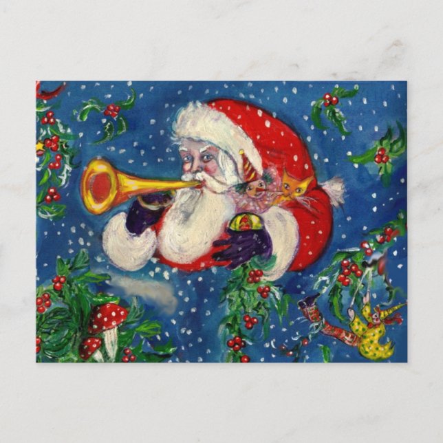 CHRISTMAS NIGHT / SANTA CLAUS HOLIDAY POSTCARD (Front)