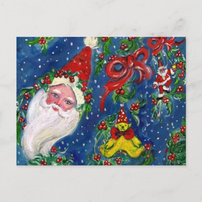 CHRISTMAS NIGHT / SANTA CLAUS HOLIDAY POSTCARD (Front)