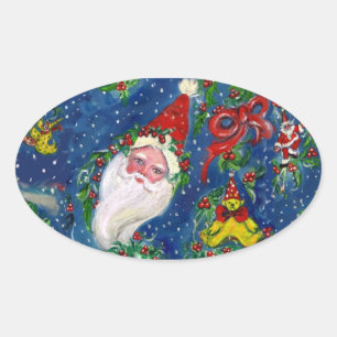 CHRISTMAS NIGHT / SANTA CLAUS OVAL STICKER
