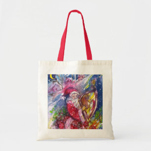 CHRISTMAS NIGHT /SANTA CLAUS PLAYING HARP TOTE BAG