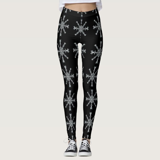 Christmas Night Snow Flake Leggings (Front)