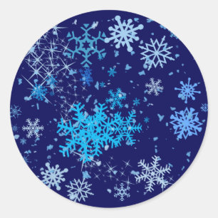 Christmas Night Snowfall Classic Round Sticker