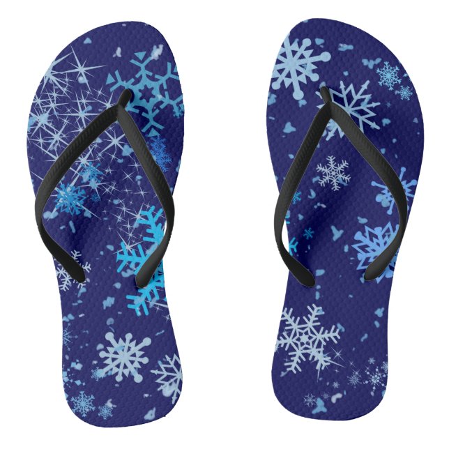 Christmas Night Snowfall Flip Flops (Footbed)