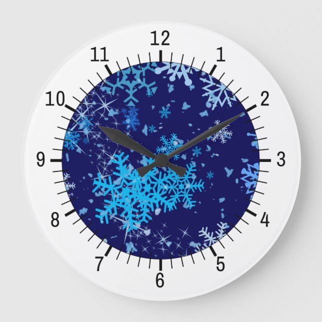 Christmas Night Snowfall Large Clock (Front)