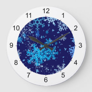 Christmas Night Snowfall Large Clock