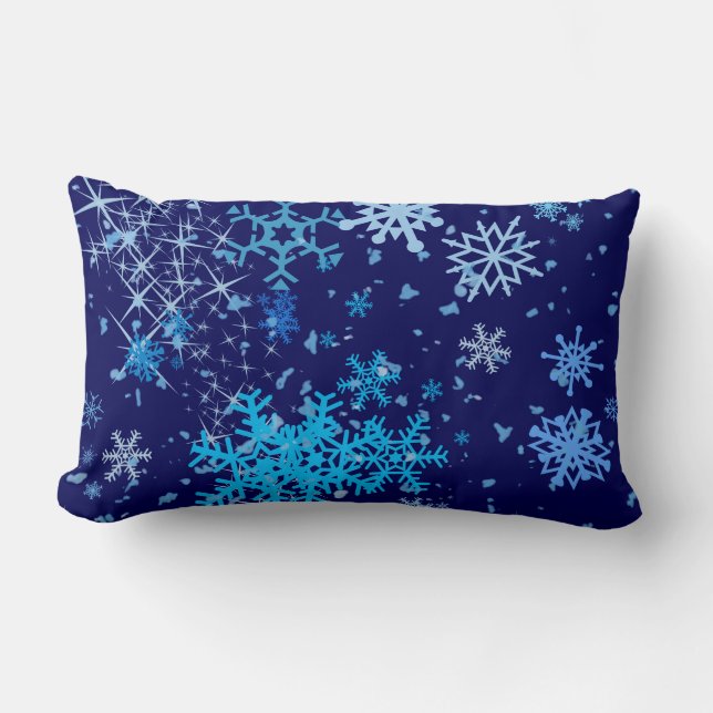 Christmas Night Snowfall Lumbar Cushion (Front)
