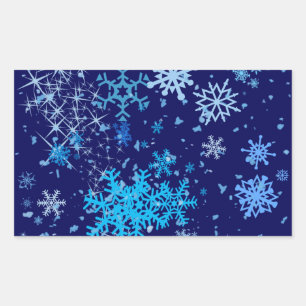 Christmas Night Snowfall Rectangular Sticker