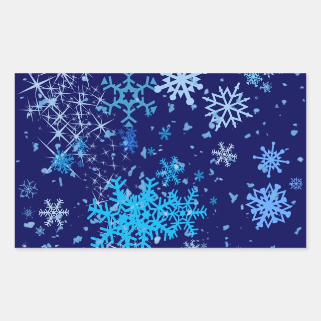 Christmas Night Snowfall Rectangular Sticker (Front)