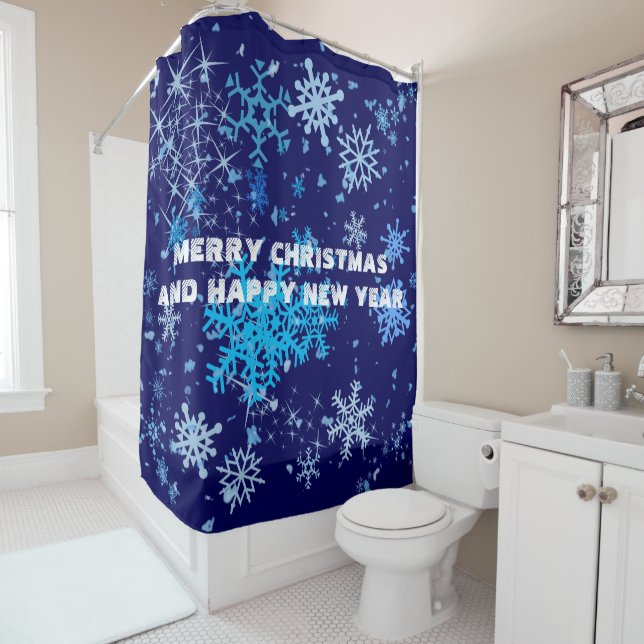 Christmas Night Snowfall Shower Curtain (In Situ)