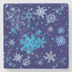 Christmas Night Snowfall Stone Coaster