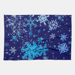 Christmas Night Snowfall Tea Towel