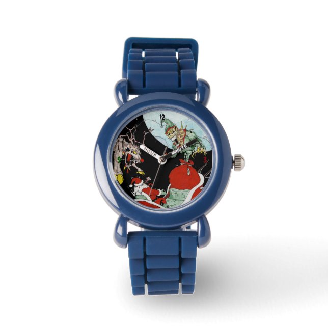 Christmas nightmare Kid's Black Leather watch (Front)