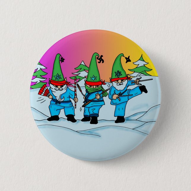 Christmas Ninja Elves Button (Front)