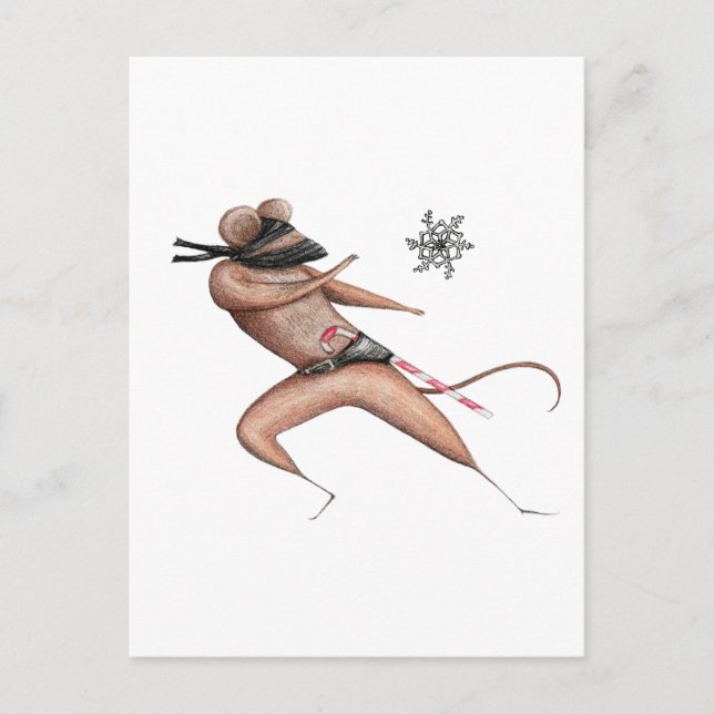Christmas Ninja Mouse Holiday Postcard (Front)