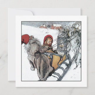 Christmas Nisse and Kersti on Sleigh Ride Holiday Card