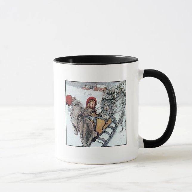Christmas Nisse and Kersti on Sleigh Ride Mug (Right)