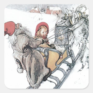Christmas Nisse and Kirsti Square Sticker