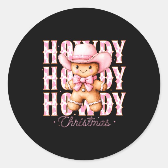 Christmas Nk Gingerbread Cowboy Cowgirl Howdy West Classic Round Sticker (Front)