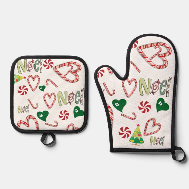 Christmas Noel Oven Mitt & Pot Holders  Holder Set (Front)