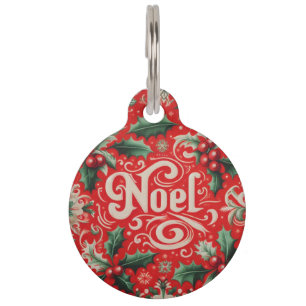 Christmas Noel Red & Green  Pet Tag