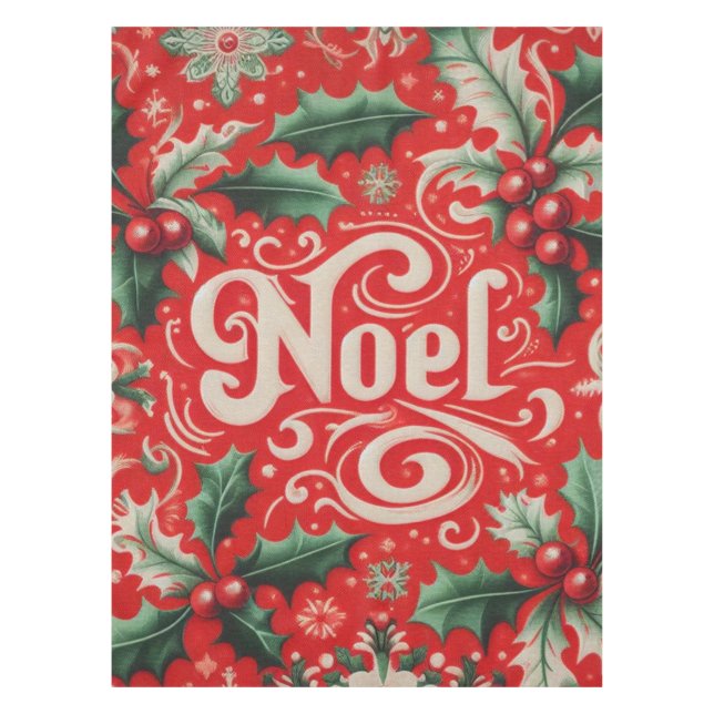 Christmas Noel Red & Green  Tablecloth (Front)