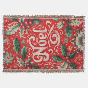 Christmas Noel Red & Green Throw Blanket