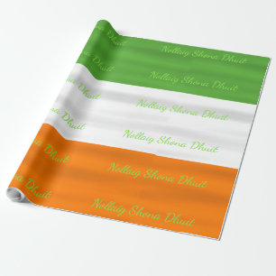 Christmas Nollaig Shona Dhuit Irish Flag Ireland Wrapping Paper