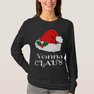 Christmas Nonna Claus Matching Pajama Santa Hat X- T-Shirt