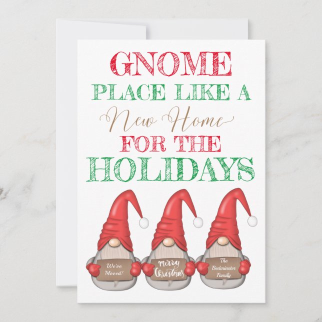 Christmas Nordic Gnome New Home for the Holidays Announcement (Front)