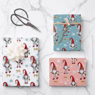Christmas Nordic Gnomes Pattern  Wrapping Paper Sheet