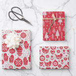 Christmas Nordic Scandinavian Swedish Red White Wrapping Paper Sheet<br><div class="desc">Christmas Nordic Scandinavian Swedish white Red Pattern wrapping paper sheets from Ricaso - a stunning wrapping paper set</div>