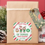 Christmas North Pole Elf Doughnuts Gift Square Sticker<br><div class="desc">Christmas North Pole Elf Doughnuts Gift Square Sticker.</div>
