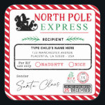 Christmas North Pole Express Address Shipping Square Sticker<br><div class="desc">Help Santa deliver his presents for your loved ones. Your kids will be chuffed to receive personalised mail from Santa.</div>