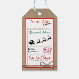 Christmas North Pole Express Brown Jute Gift Tags