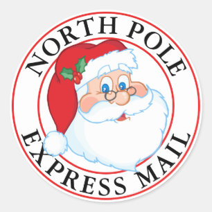Christmas North Pole Express Mail Santa Classic Round Sticker