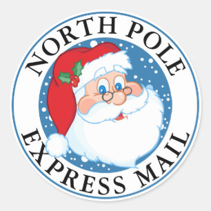 Christmas North Pole Express Mail Santa Classic Round Sticker