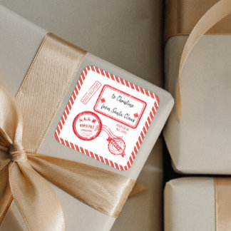 Christmas North Pole Mail Delivery From Santa Square Sticker