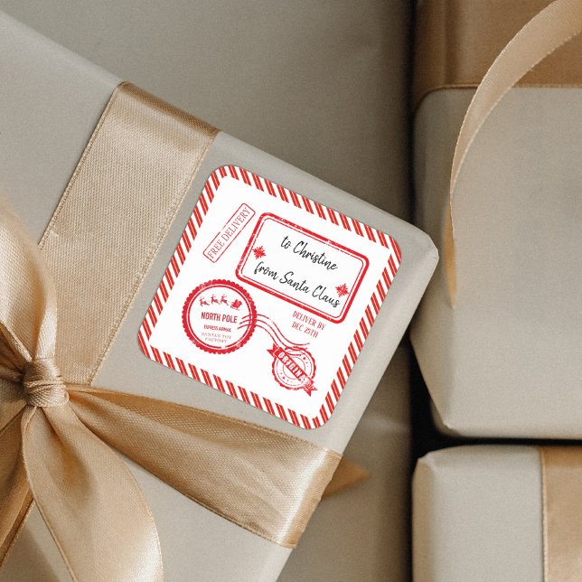 Christmas North Pole Mail Delivery From Santa Square Sticker (Creator Uploaded)