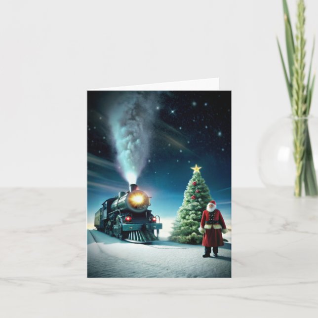 Christmas North Pole Polar Express All Abroad Xmas Card (Front)