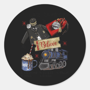 Christmas North Pole Polar Express All Abroad Xmas Classic Round Sticker