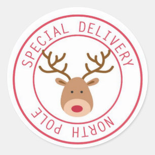 Christmas North Pole Reindeer  Classic Round Sticker