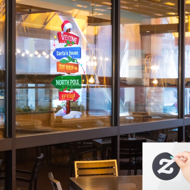 Christmas North Pole Sign Board Window Cling (Restaurant Window)