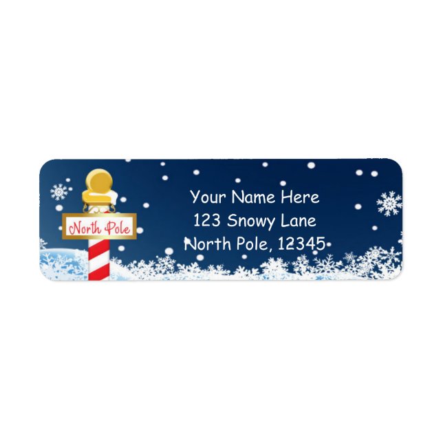 Christmas North Pole Sign Party Address Labels (Front)