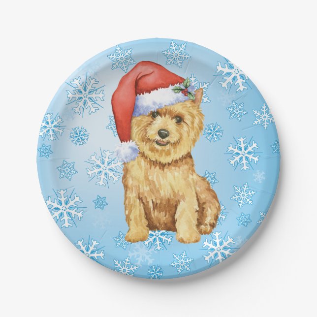 Christmas Norwich Terrier Paper Plate (Front)