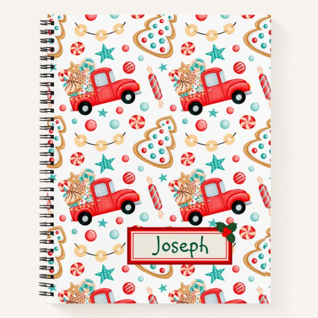 Christmas notebook decorated with gifts and candy (Front)