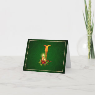 Christmas Notecard glowing lit candles "initial I"