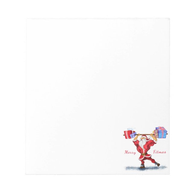 Christmas Notepad Bodybuilder Santa with Gifts (Front)